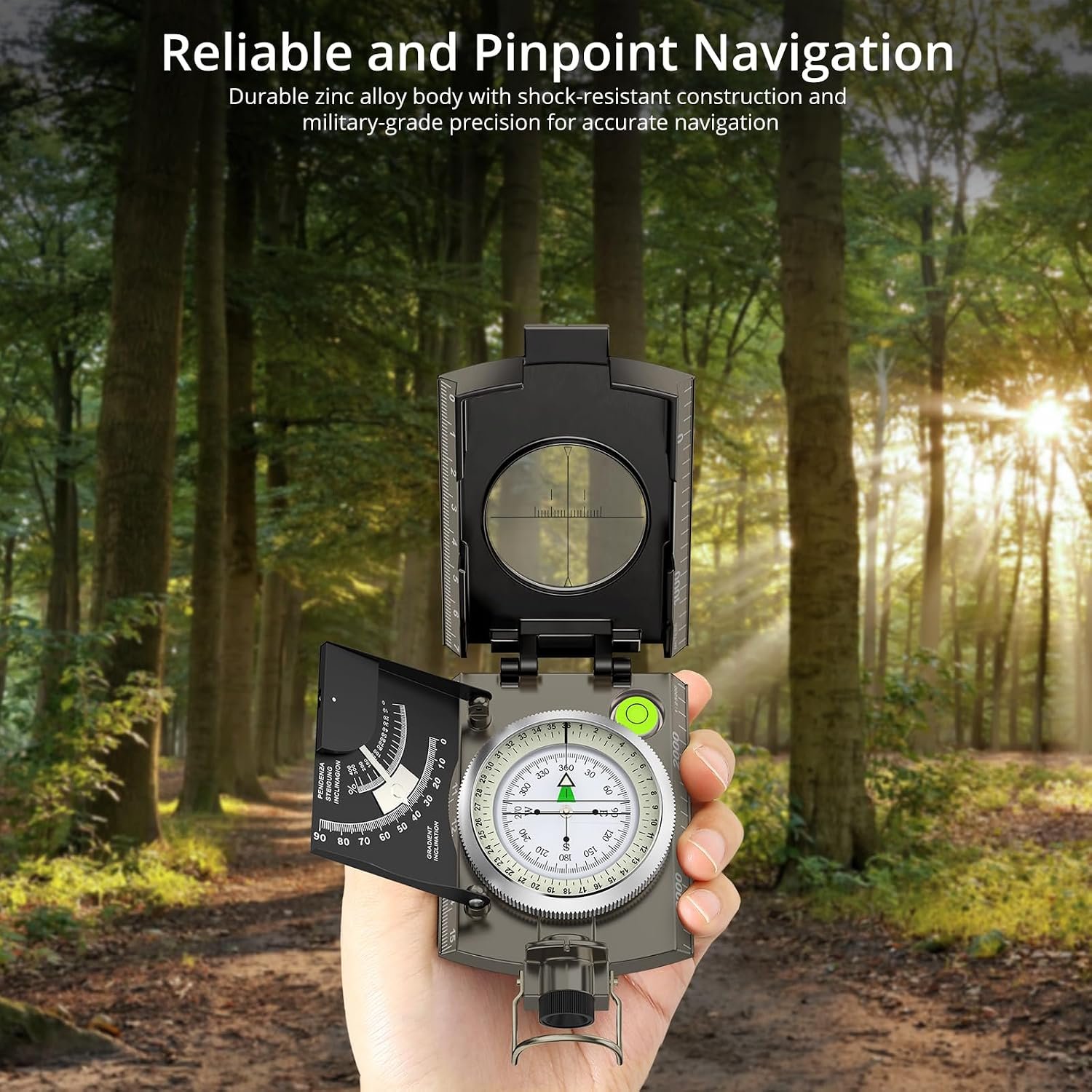 Anbte Hiking Compass, IP65 Waterproof Metal Compass for Camping Navigation - Image 6
