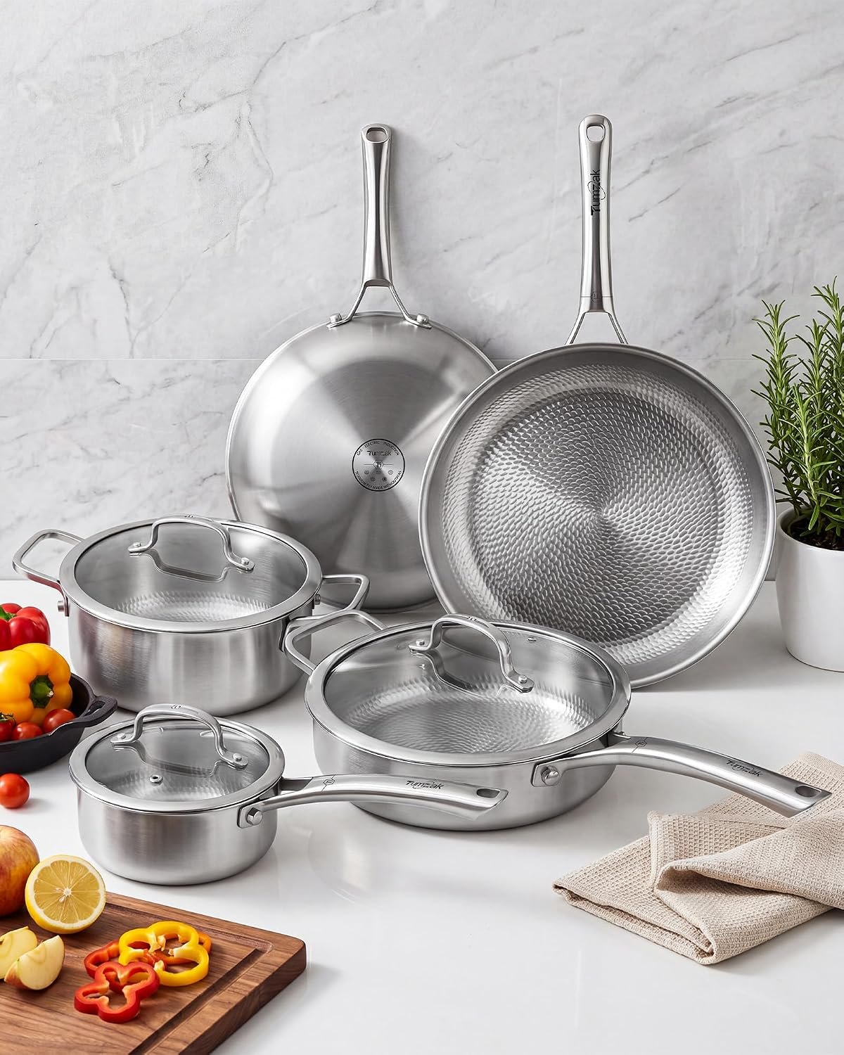 Titanium Pans for Cooking, 8-Inch Titanium Pan with Lid, Non-Stick Frying Pans, PFAS/PFOA/PTFE-Free, Dishwasher & Oven Safe, Compatible with Gas & Induction Cooktops - Image 3