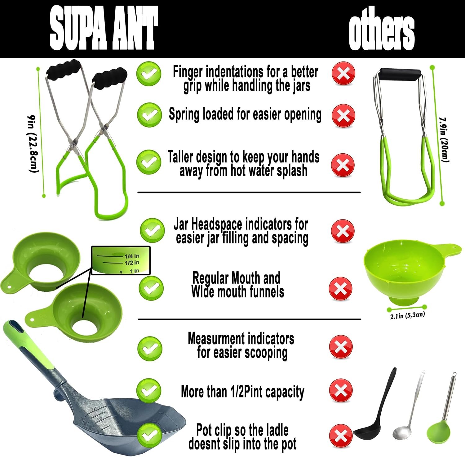 23 Qt Canning Pot with Canning Supplies Starter Kit - Water Bath Pot with Rack and Lid - Jar Lifter, XL Ladle, Jar Tongs, and Bubble Popper - Image 5