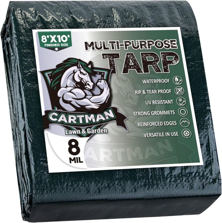 CARTMAN 8x10Ft Multipurpose Waterproof Poly Tarp Cover 8 Mil, Green
