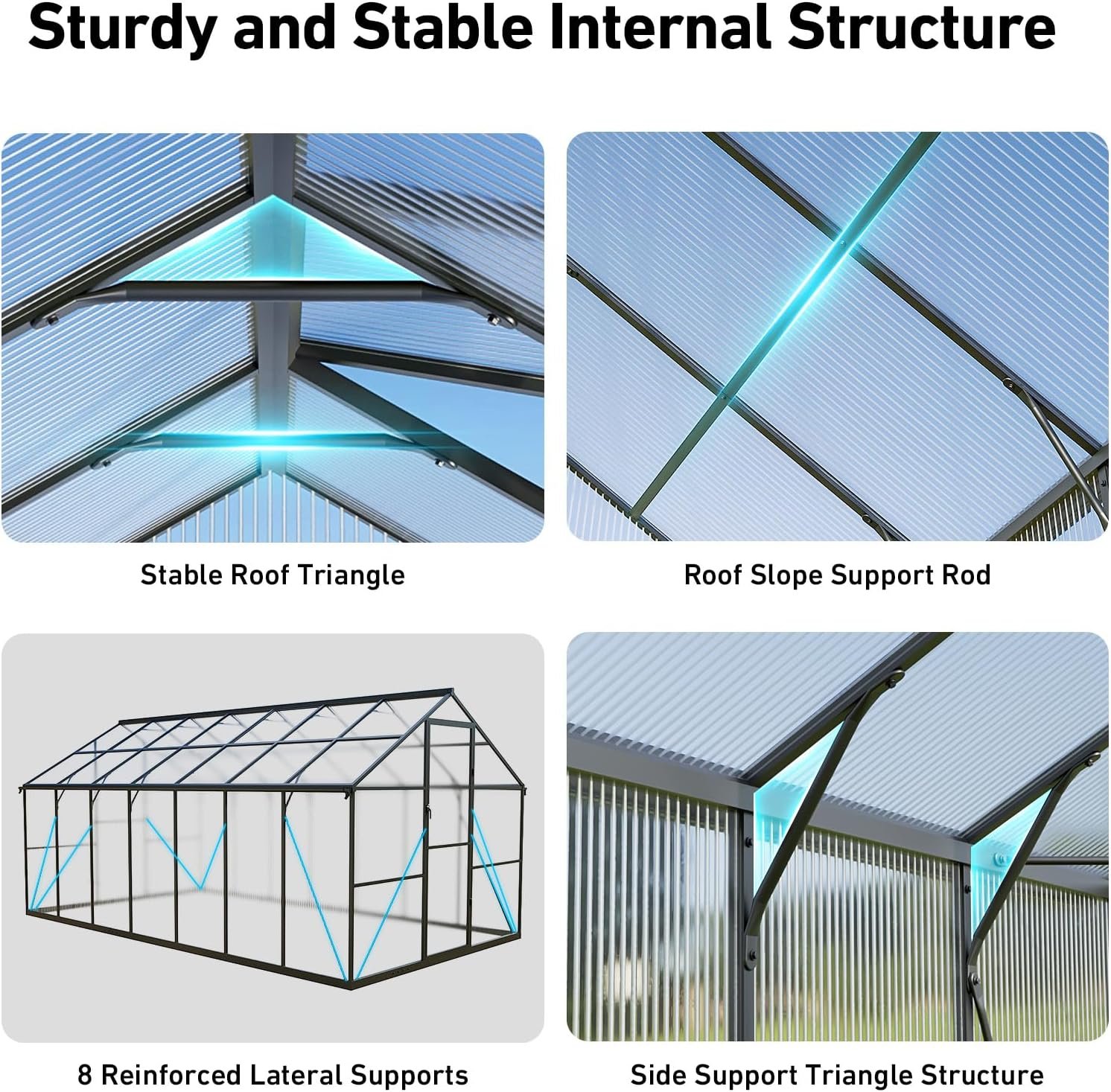 8x14 FT Greenhouse with Hygrometer, Windproof UV Protection Green Houses - Image 4