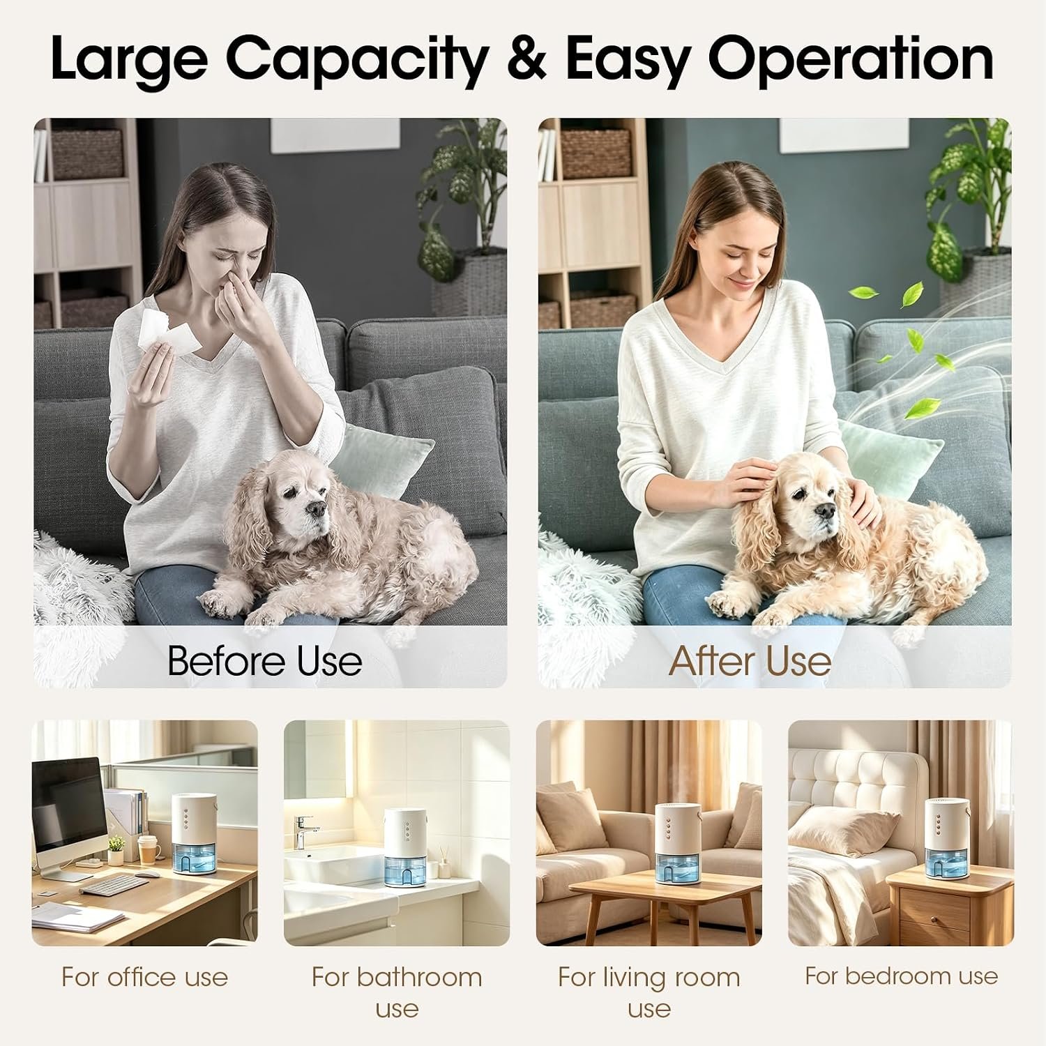Small Dehumidifier,Ultra Quiet & Auto Shut Off Dehumidifier for Bedroom,1300ml Portable Mini Dehumidifiers for Damp, Mould,Moisture in Home,Wardrobe,Bathroom, Bedroom - Image 5
