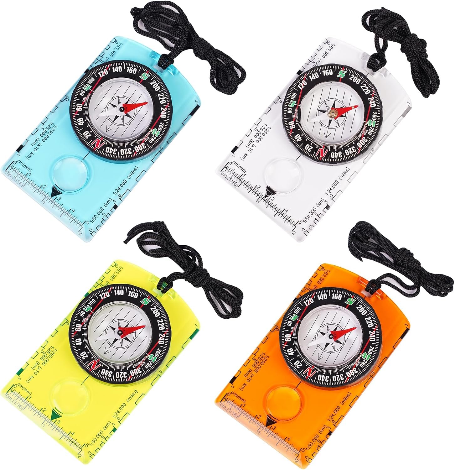 4 Pcs Outdoor Compass with Adjustable Declination,Magnifier,Ruler,Scale. Multifunctional Orienteering Waterproof Compass for Map Reading, Navigation, Hiking - Image 2