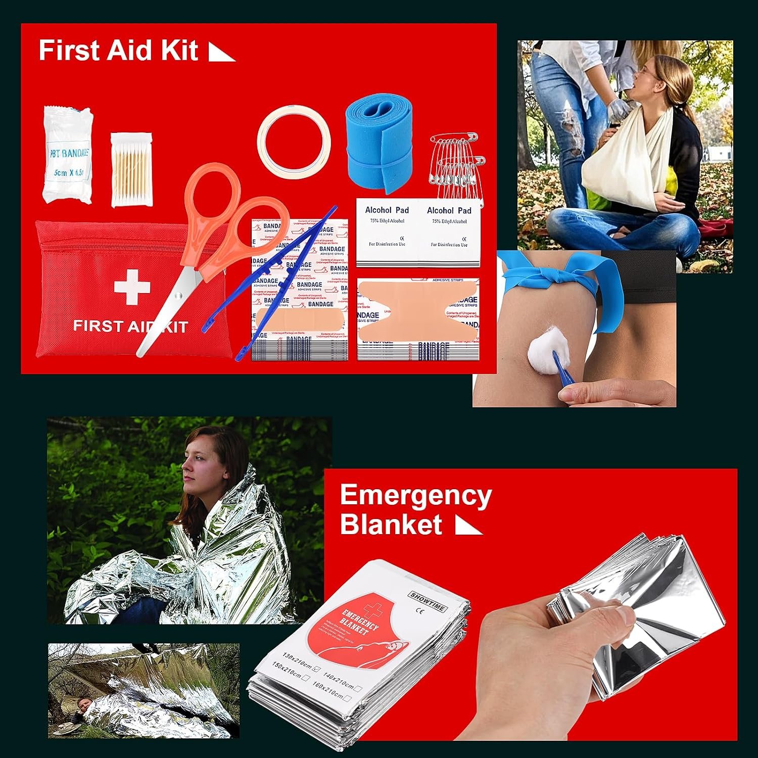 PIXATO Survival Kits, Survival Gear and Equipment 116-in-1, Emergency Kit with First Aid Kit, Tactical Pen, Fishing Kit, Headlamp for Camping, Hiking, Hunting, Gift for Mens - Image 7