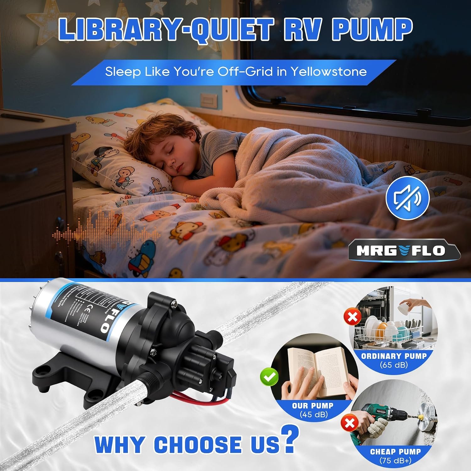 Upgraded Rv Water Pump 2088-554-144/2088-403-144 Diaphragm Pump,12 V 45 PSI RV Water Pump,3.5 Gallons Per Minute Fresh Water Pump with 1/2MNPT Connection for RV Marine Yacht - Image 3