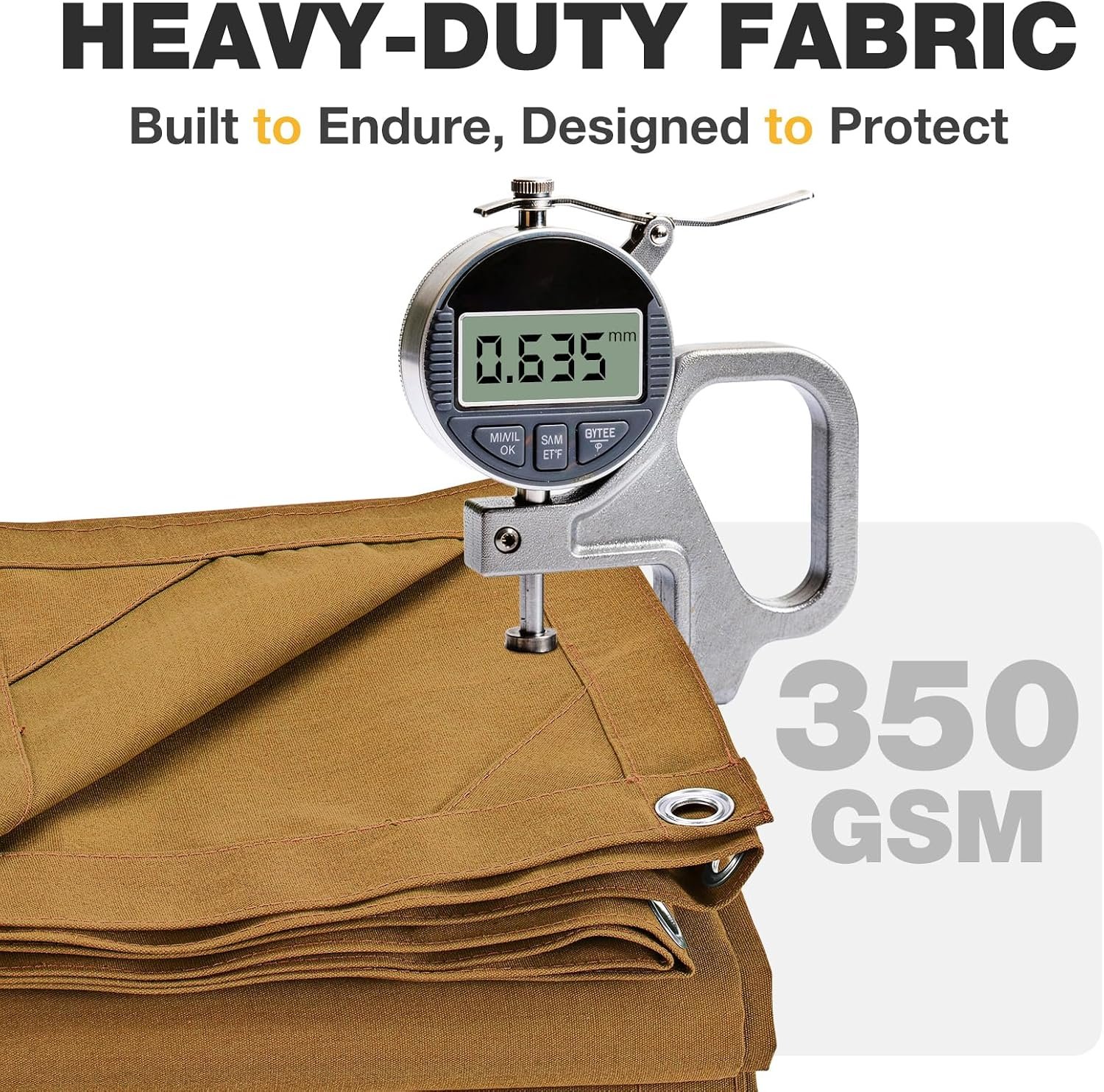 Winpull Heavy Duty Canvas Tarp 8x10 ft, 12oz (350 GSM) Polyester Canvas Water-Resistant Tarp with Rustproof Grommets, Tear-Resistant Outdoor Cover for Wood Piles, Camping, Trailer & Equipment - Image 5