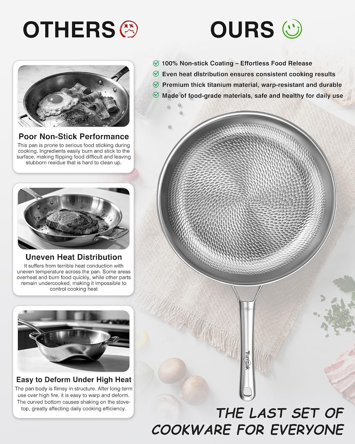 Titanium Pans for Cooking, 8-Inch Titanium Pan with Lid, Non-Stick Frying Pans, PFAS/PFOA/PTFE-Free, Dishwasher & Oven Safe, Compatible with Gas & Induction Cooktops - Image 7