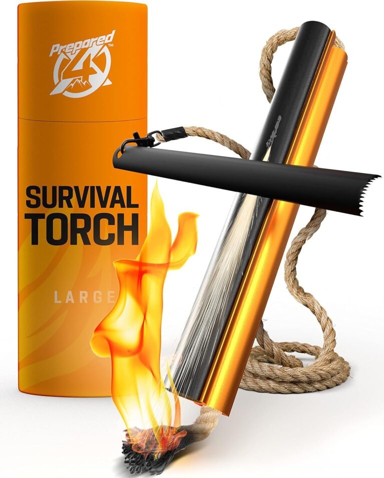 PREPARED4X Fire Starter Survival Tool - All-in-One Flint and Steel Fire Starter Kit - Ferro Rod Fire Starter with 36" Waterproof Tinder Wick Rope and Steel Fire Striker - Patented Firestarter