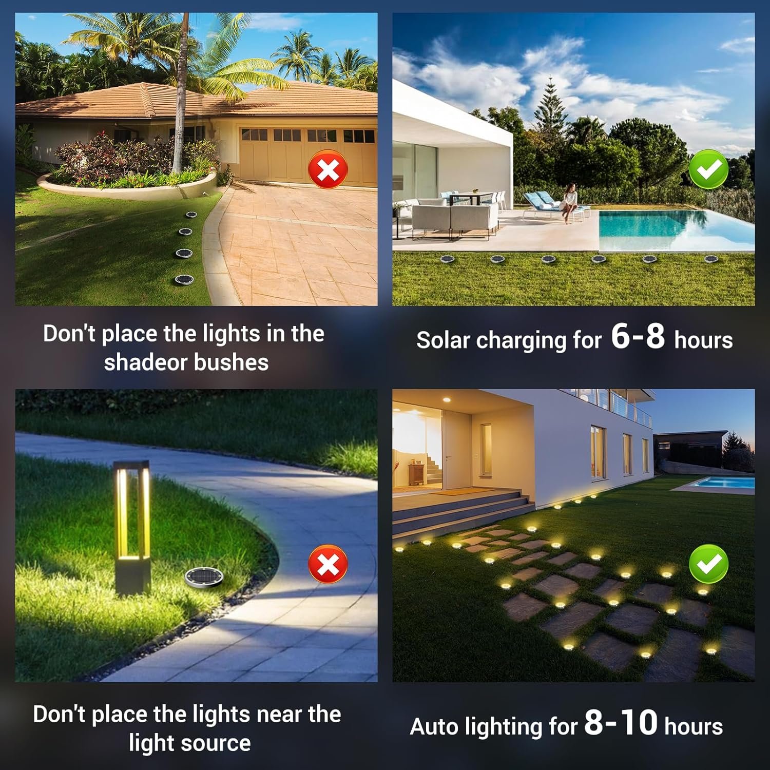 Peasur Solar Lights Outdoor Waterproof -12 Pack Solar Ground Lights Anti-Rust, Flat Solar Powered Disc Lights Landscape Lighting for Deck Step Patio Yard Pathway Walkway Driveway Garden, Warm White - Image 7