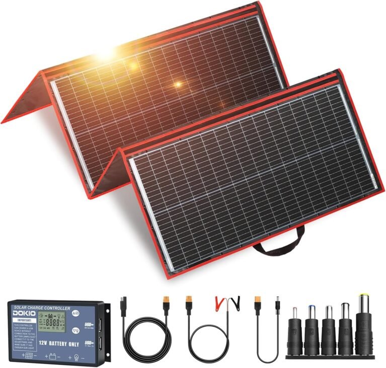 DOKIO 300W Portable Foldable Solar Panel Kit with Charge Controller