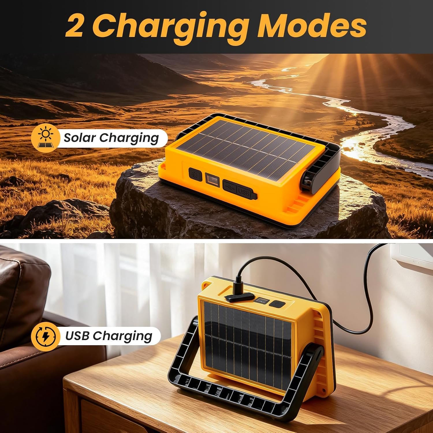 2Pack Solar Rechargeable LED Work Light with Magnetic Stand - Image 4