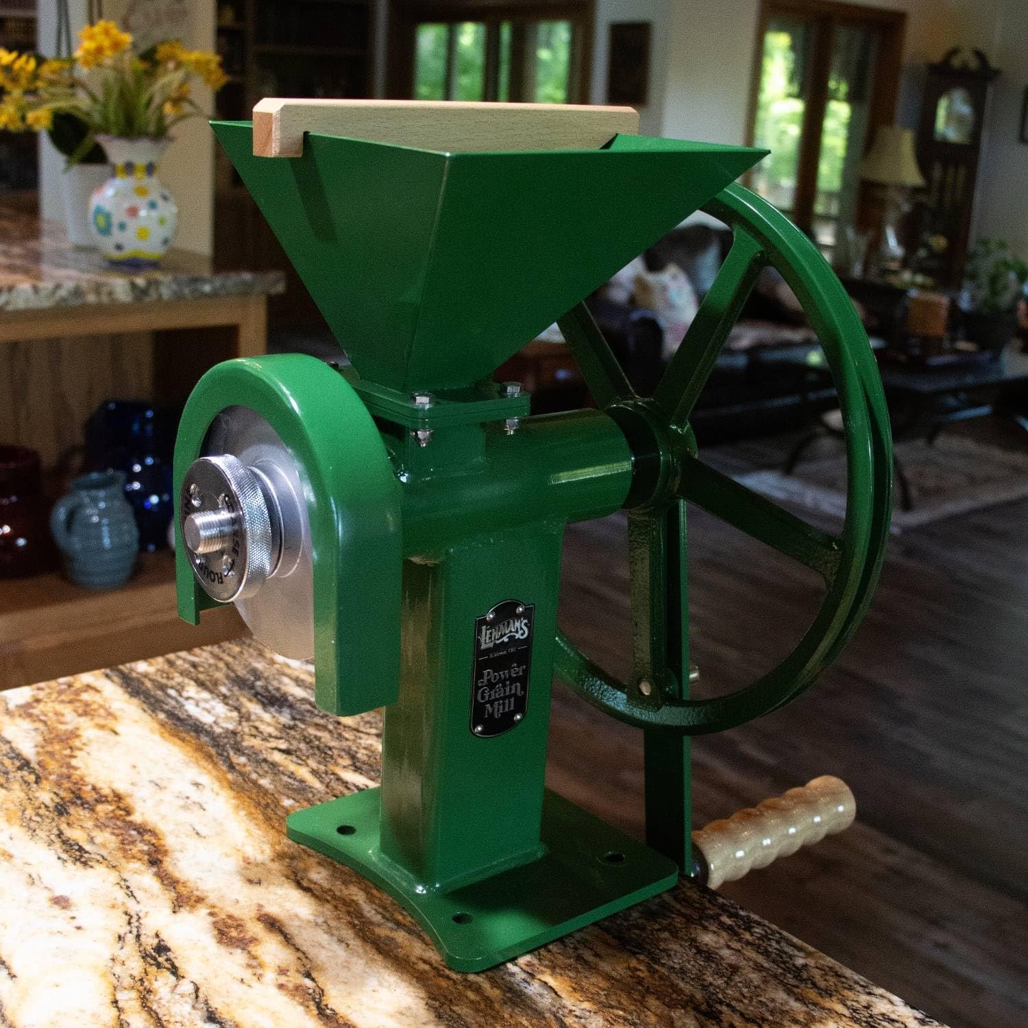 Lehman's Manual Power Grain Mill, Grinds Any Dry Grain to Pastry Flour, Big 6 Cup Capacity, 14 inches High with 12 inch Flywheel - Image 5