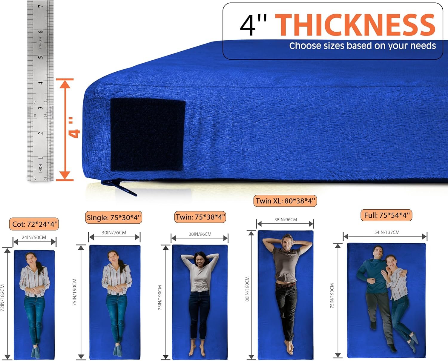 Memory Foam Camping Mattress, Extra Thick 4 Inch Dual Layer Sleeping Pad - Image 8