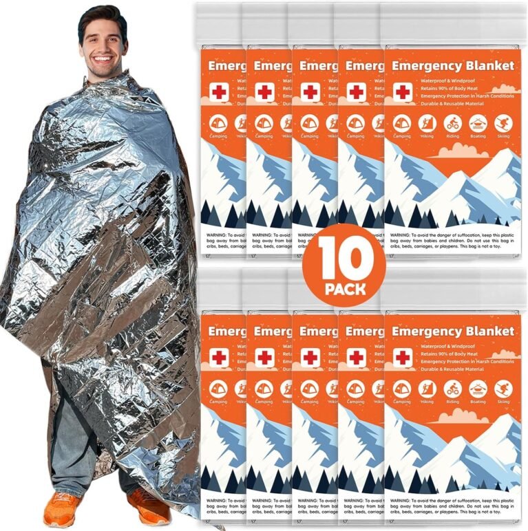 Emergency Mylar Blankets, Survival Space Blanket, 10 Pack