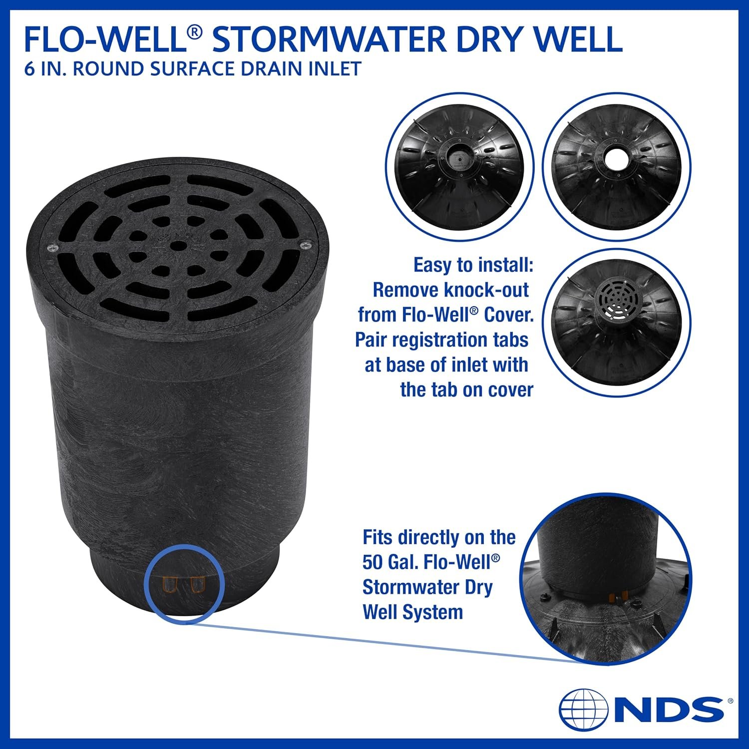 NDS FWAS24 50 Gal. Flo Stormwater Dry Well System Kit with 3 Side Panels & 1 Cover, Ideal for Rainwater Collection, Black - Image 4