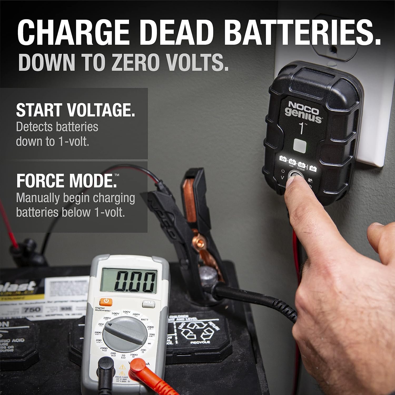 NOCO GENIUS1 1A 6/12V Smart Battery Charger, Trickle Charger & Maintainer - Image 3