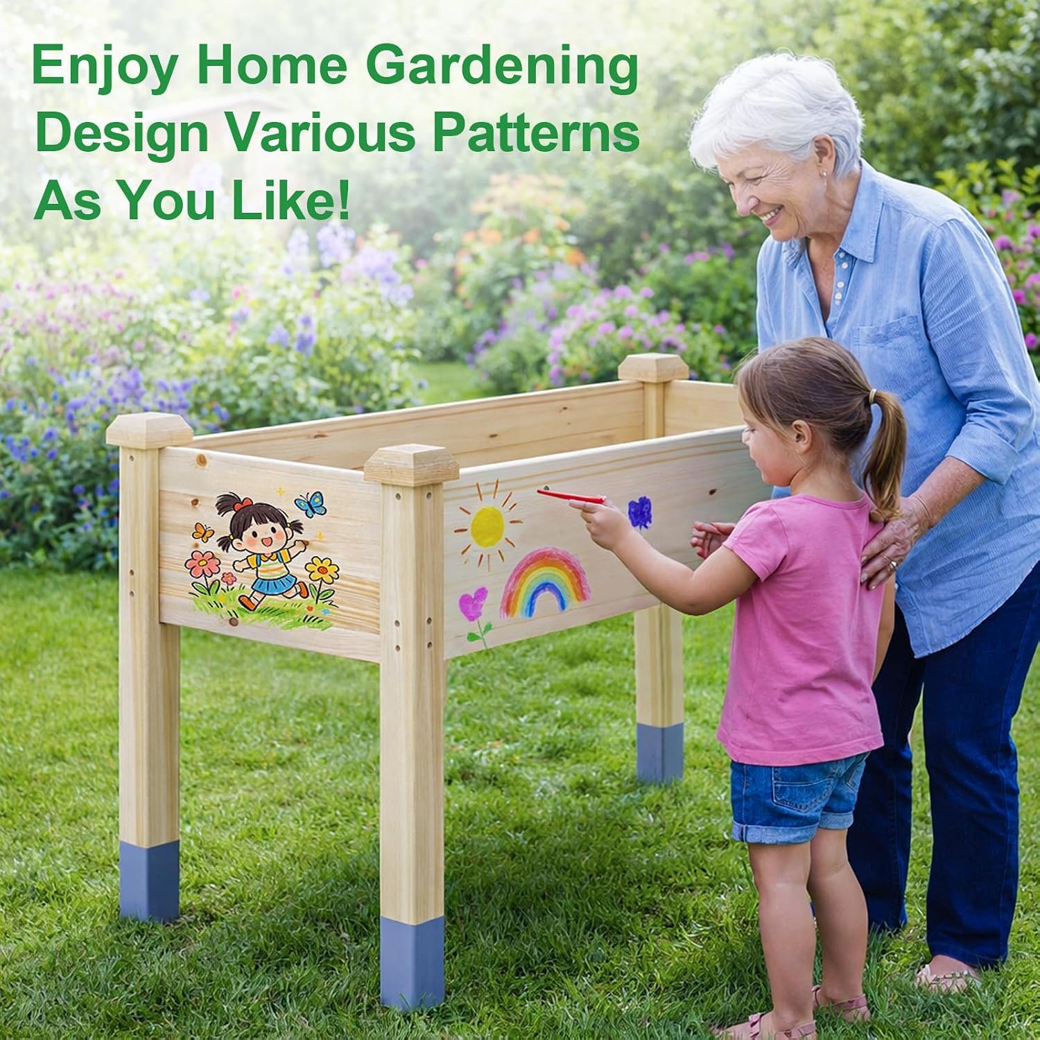 MIXC 331lb Capacity Sturdy Wooden Raised Garden Bed Outdoors with Legs - Image 9