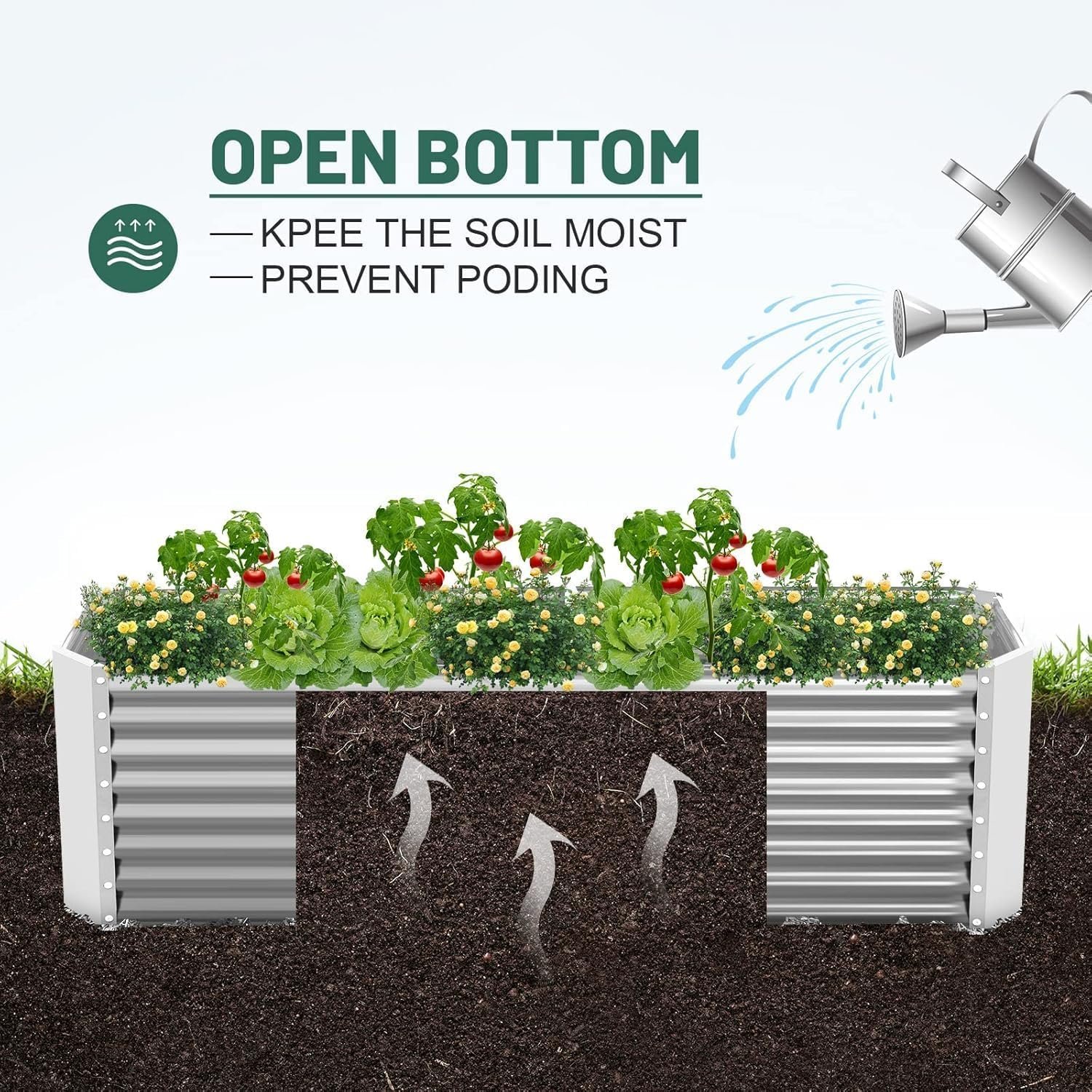 Land Guard 2 Pack 8×4×2ft Galvanized Raised Garden Bed Kit, Galvanized Planter Raised Garden Boxes Outdoor, Large Metal Raised Garden Beds for Vegetables (Silver) - Image 5