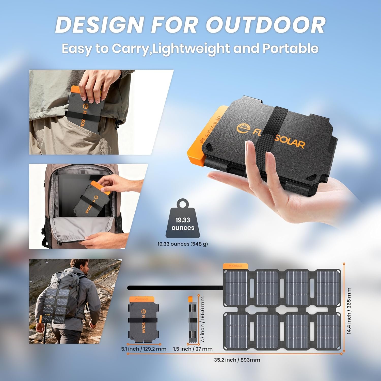 FlexSolar 25W Portable Solar Panel Charger Built-in USB-A & USB-C Ports - Image 4