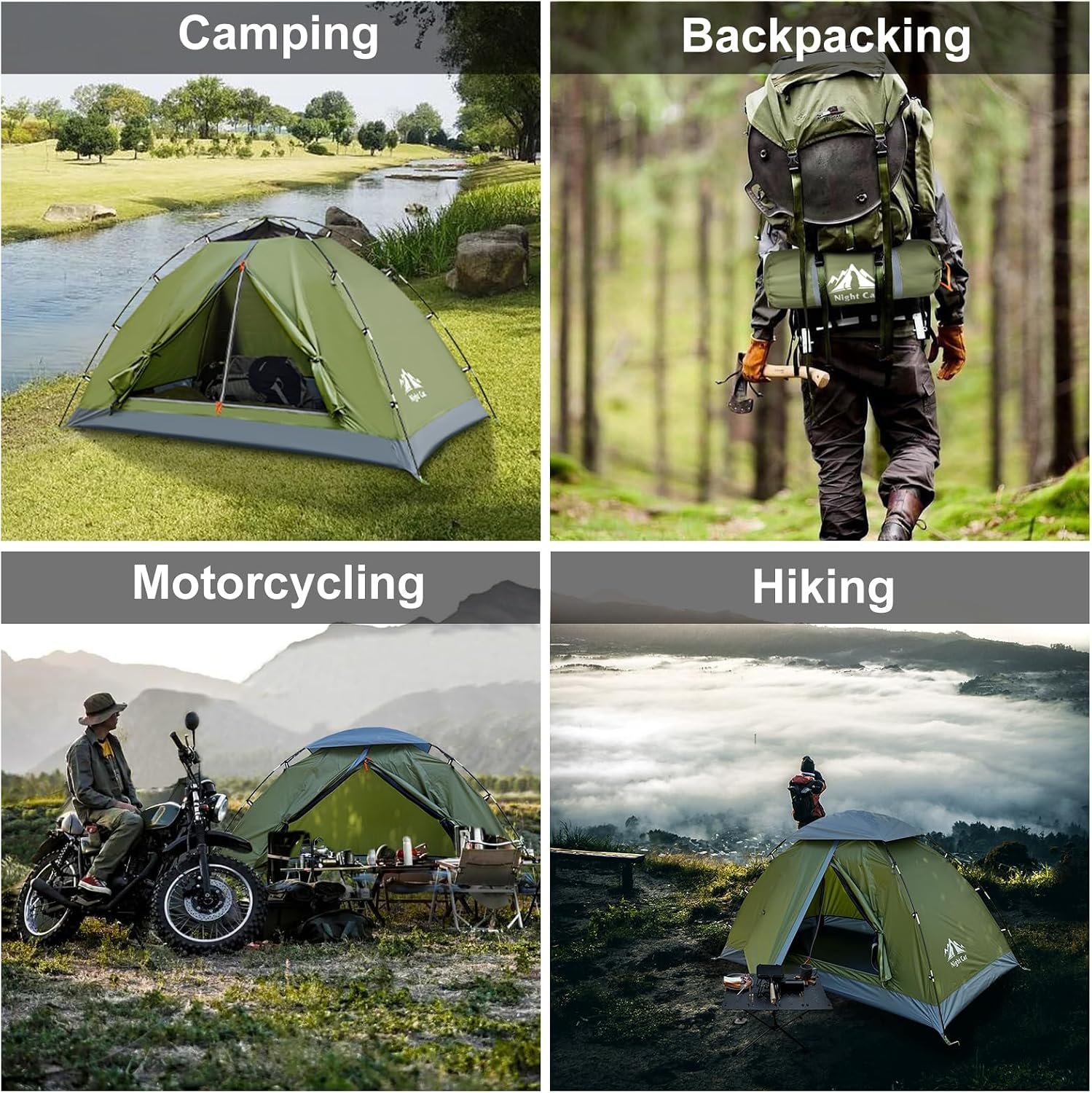 Night Cat Upgraded Backpacking Tents 1 2 Persons Easy Clip Setup Camping Tent Adults Scouts Heavy Rainproof Compact Lightweight - Image 6