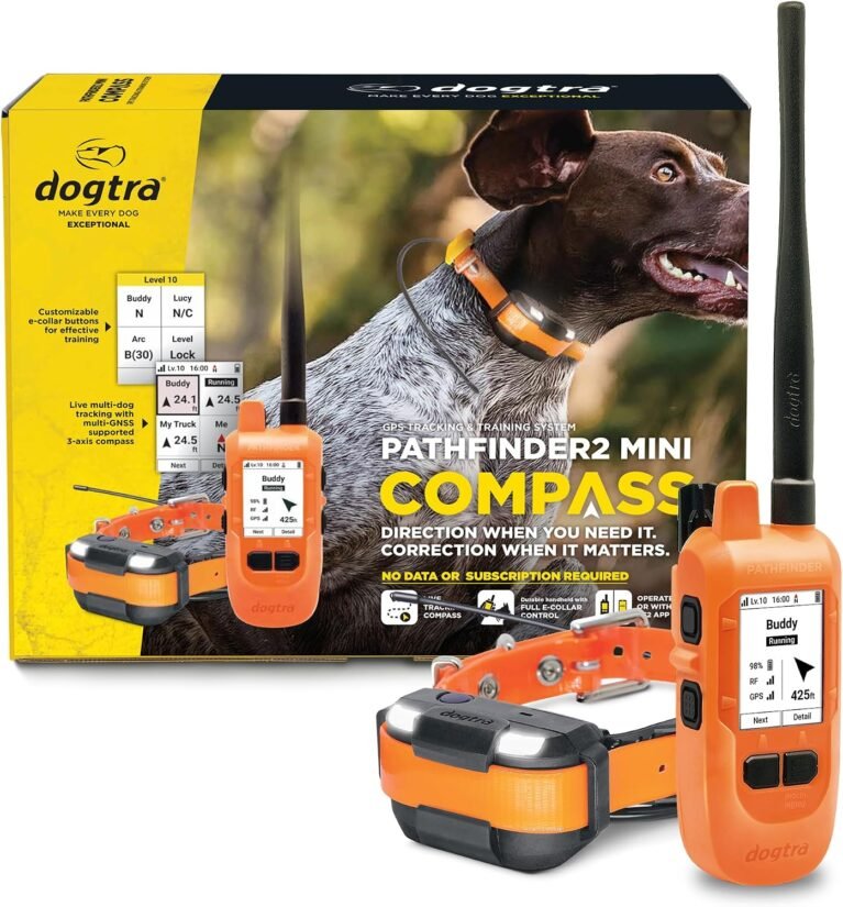 Dogtra PATHFINDER2 MINI Compass Live GPS Dog Tracking & Training System - 4-Mile Range E-Collar Handheld with No Subscription, Offline Maps, GPS Fence, Expandable up to 21 Dogs, for Dogs 25+ lbs