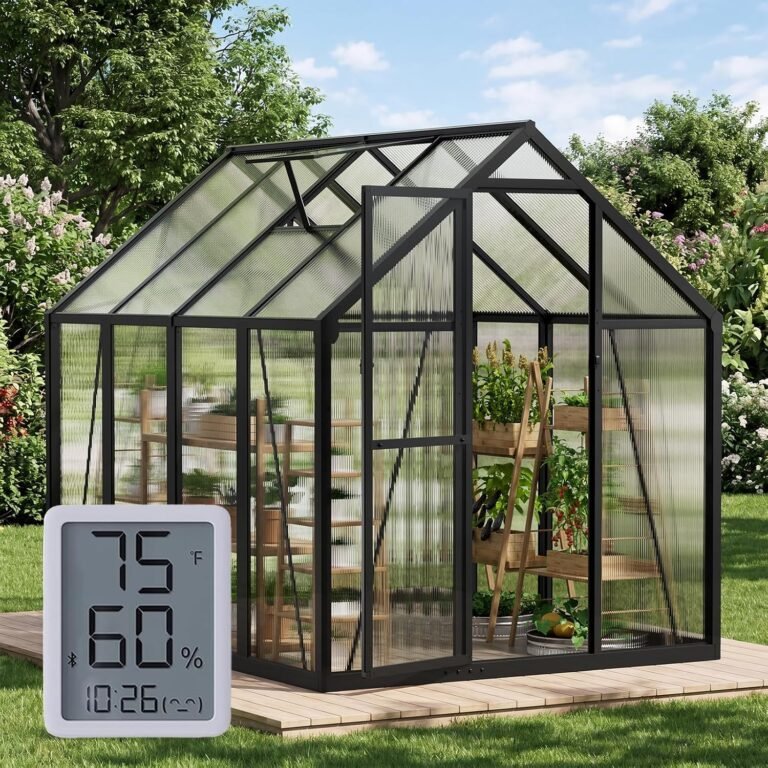 6x8 FT Greenhouse with Hygrometer, Windproof Warm Plant Green Houses