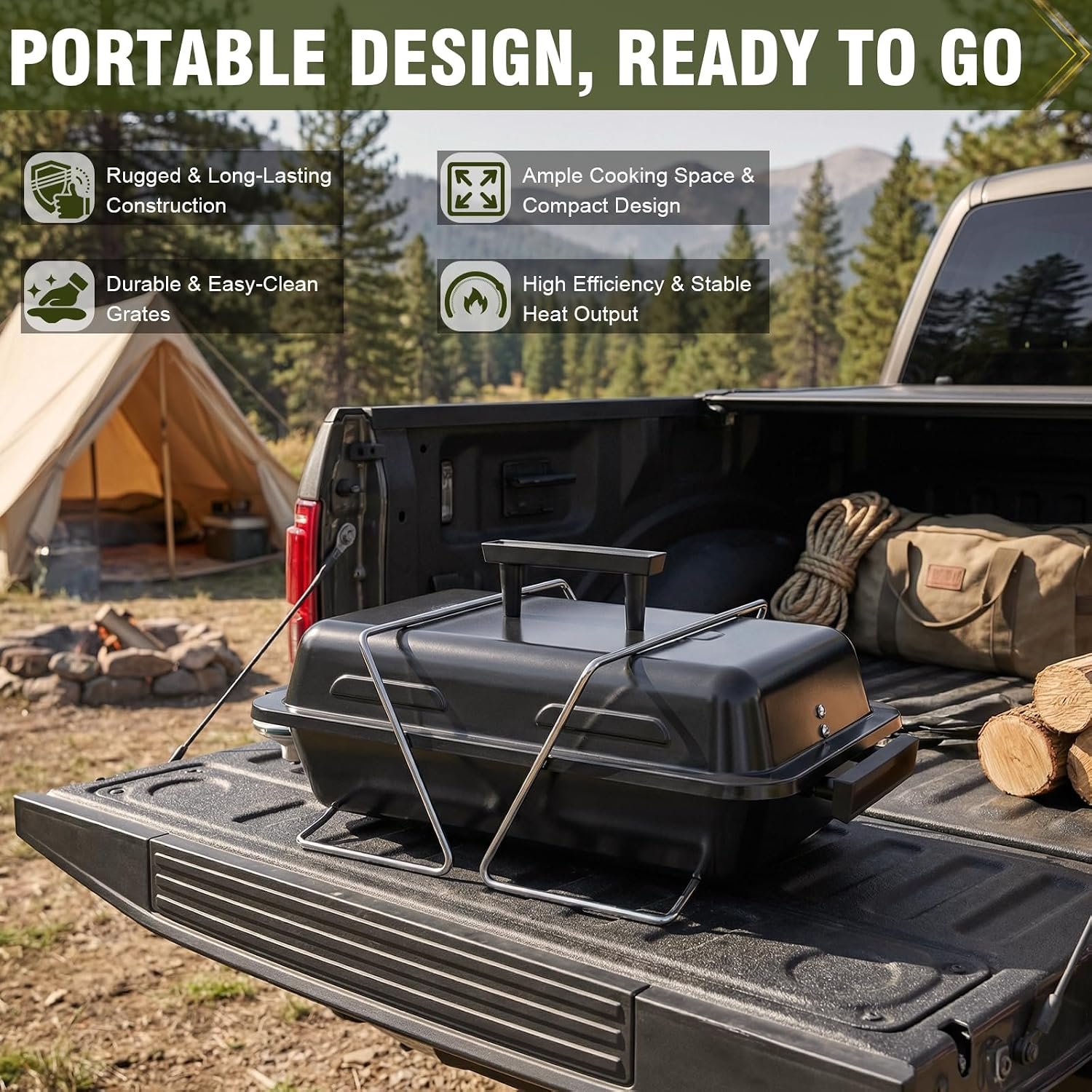 BESTFIRE Portable Propane Gas Grill with New 2-in-1 Valve - Compatible with Large Tank & Small Cylinder, Gas Grill with Foldable Legs & Adjustable Regulator,Heavy Duty, Perfect for Outdoor Camping - Image 6