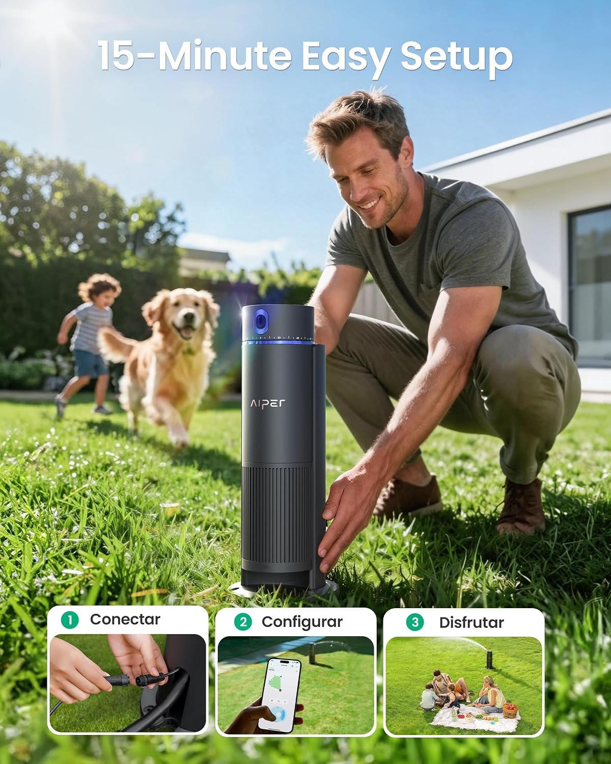 Aiper IrriSense 2 Lawn Sprinkler, Smart Irrigation System, Multi-Zone Plant-Specific Watering, Smart Scheduling, Weather-Adaptive Irrigation with Rain Sensor, for Lawns up to 4,800 sq.ft.-Rainbow - Image 9