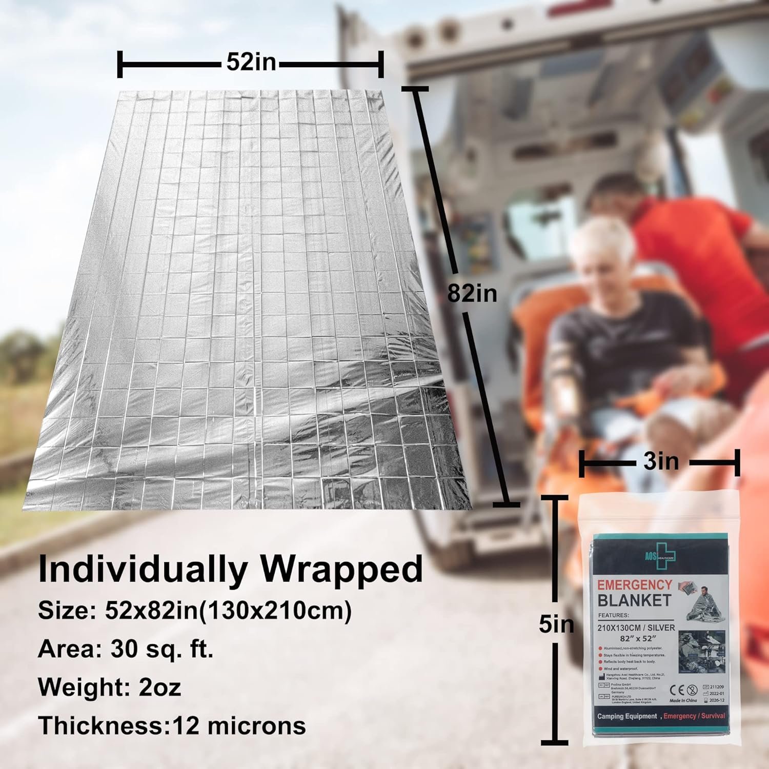 General Medi Emergency Blanket (12-Pack),Emergency Silver Foil Blanket– Perfect for Outdoors, Hiking, Survival, Marathons or First Aid - Image 3