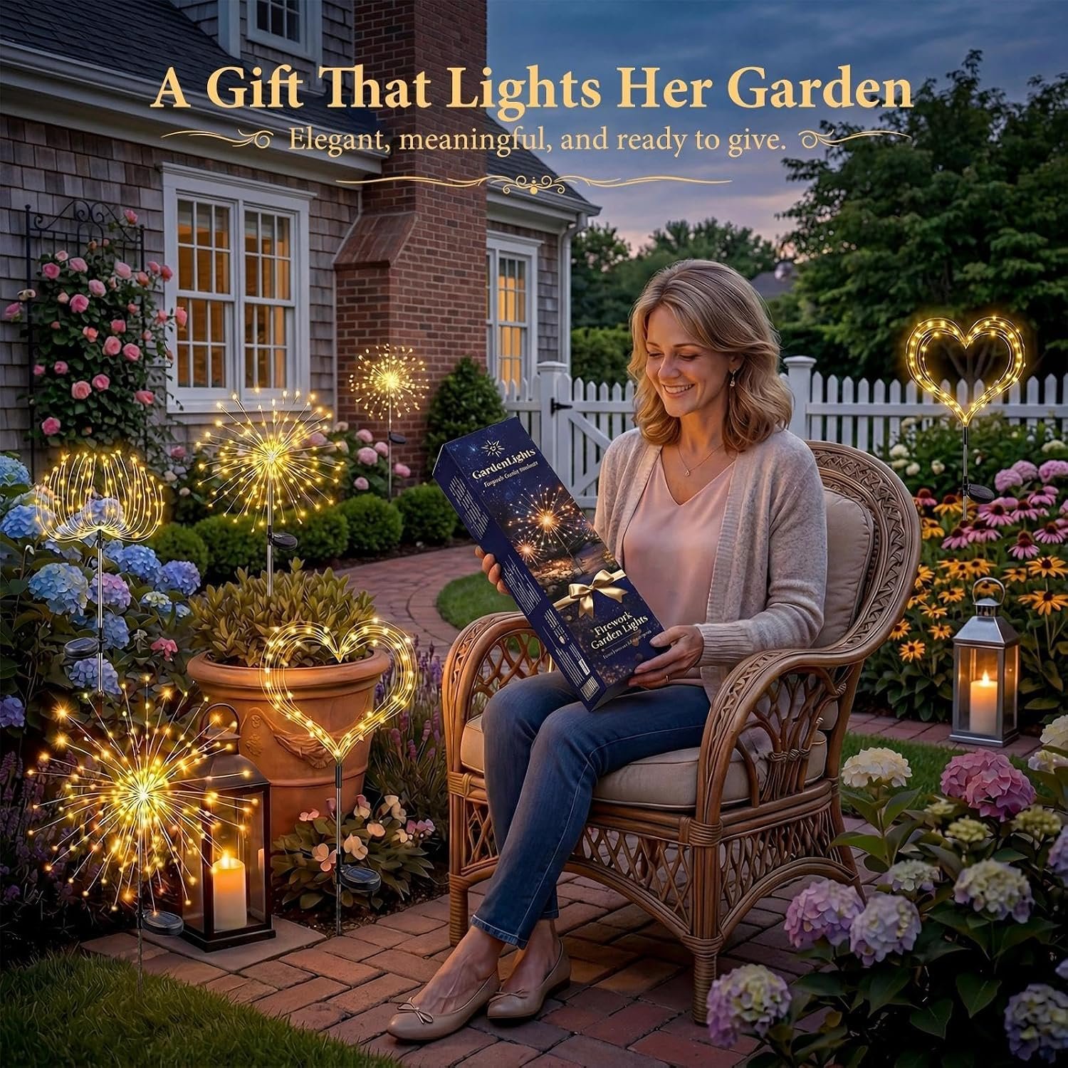 Solar Firework Lights, 8 Pack 120 LEDs 8 Lighting Modes Solar Fairy Garden Lights Outdoor Waterproof for Yard Patio Walkway Pathway Party Wedding Balcony Decorative- Warm White - Image 7