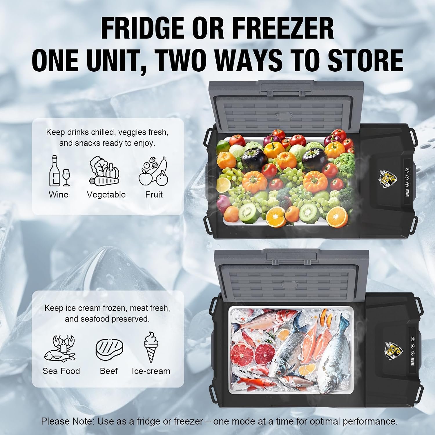 YELLOW JACKET 12 Volt Car Refrigerator, 16 Quart Electric Cooler, Portable Car Fridge for Outdoor Camping Travel, 12V/24V DC 110~240 Volt AC Refrigerator for Truck RV Home Office,-4℉-68℉ - Image 3