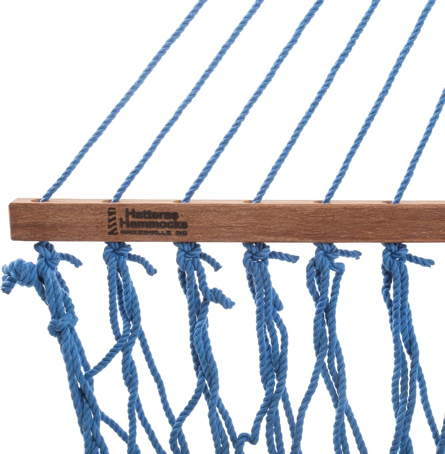 Hatteras Hammocks Deluxe Coastal Blue Duracord Rope Hammock with Free Extension Chains & Tree Hooks, Handcrafted in The USA, 450 LB Weight Capacity, 13 ft. x 60 in - Image 3