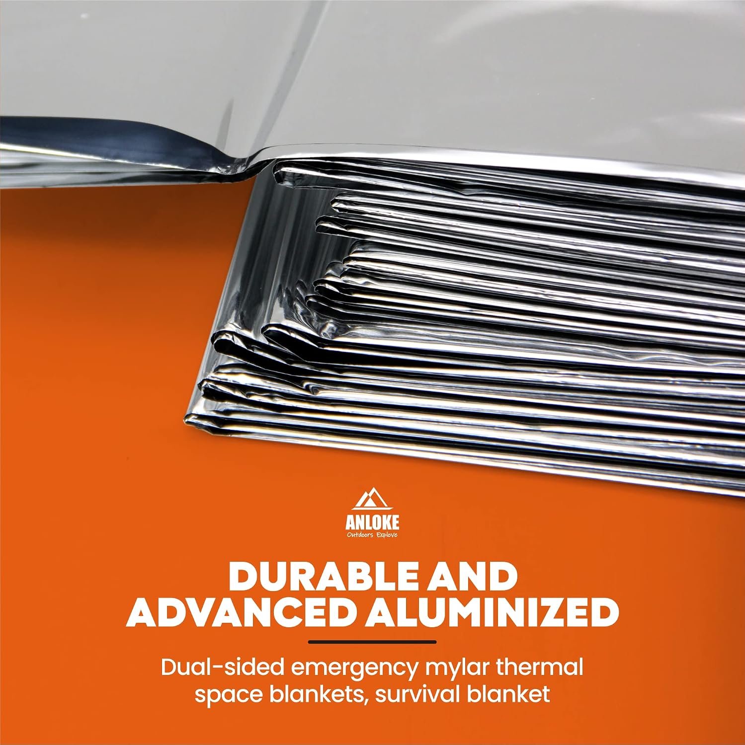 ANLOKE Emergency Blankets Mylar Thermal Blanket,(10 Pack) of Gigantic Space Blanket 84 * 64 in. Survival Blankets Heavy Duty Camping Gear,First Aid - Image 6