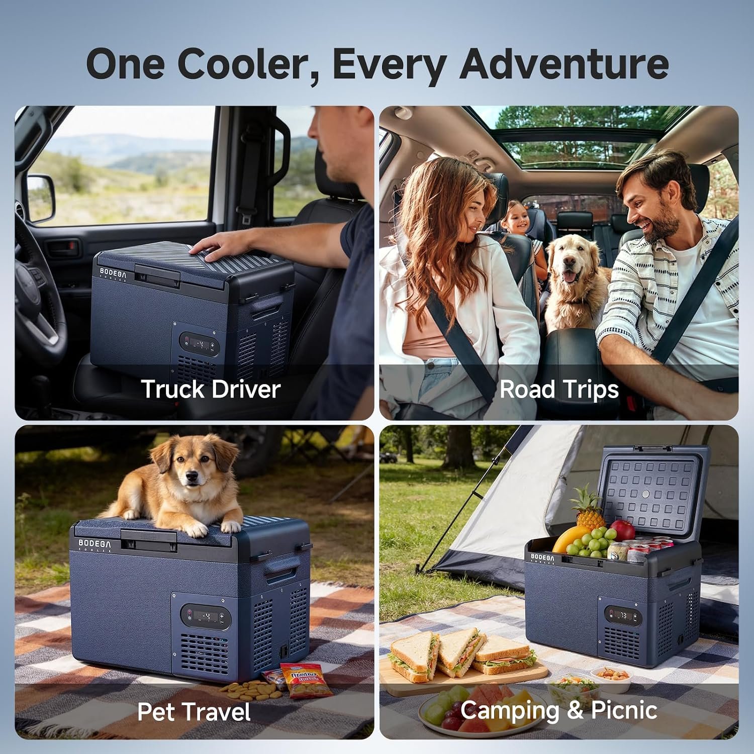 BODEGA 12 volt Car Refrigerator – 16QT Portable, Low Noise, Fast Cooling with LED Display, Multiple Charging Options, Energy-Efficient for Road Trips & Outdoor Adventures - Image 7