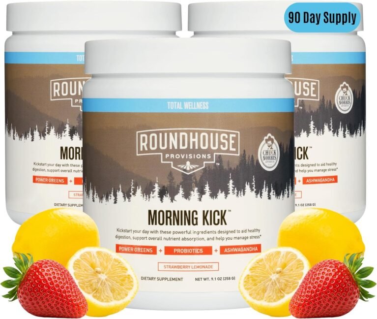 ROUNDHOUSE PROVISION Morning Kick Greens, Strawberry Lemonade, 3 Pack