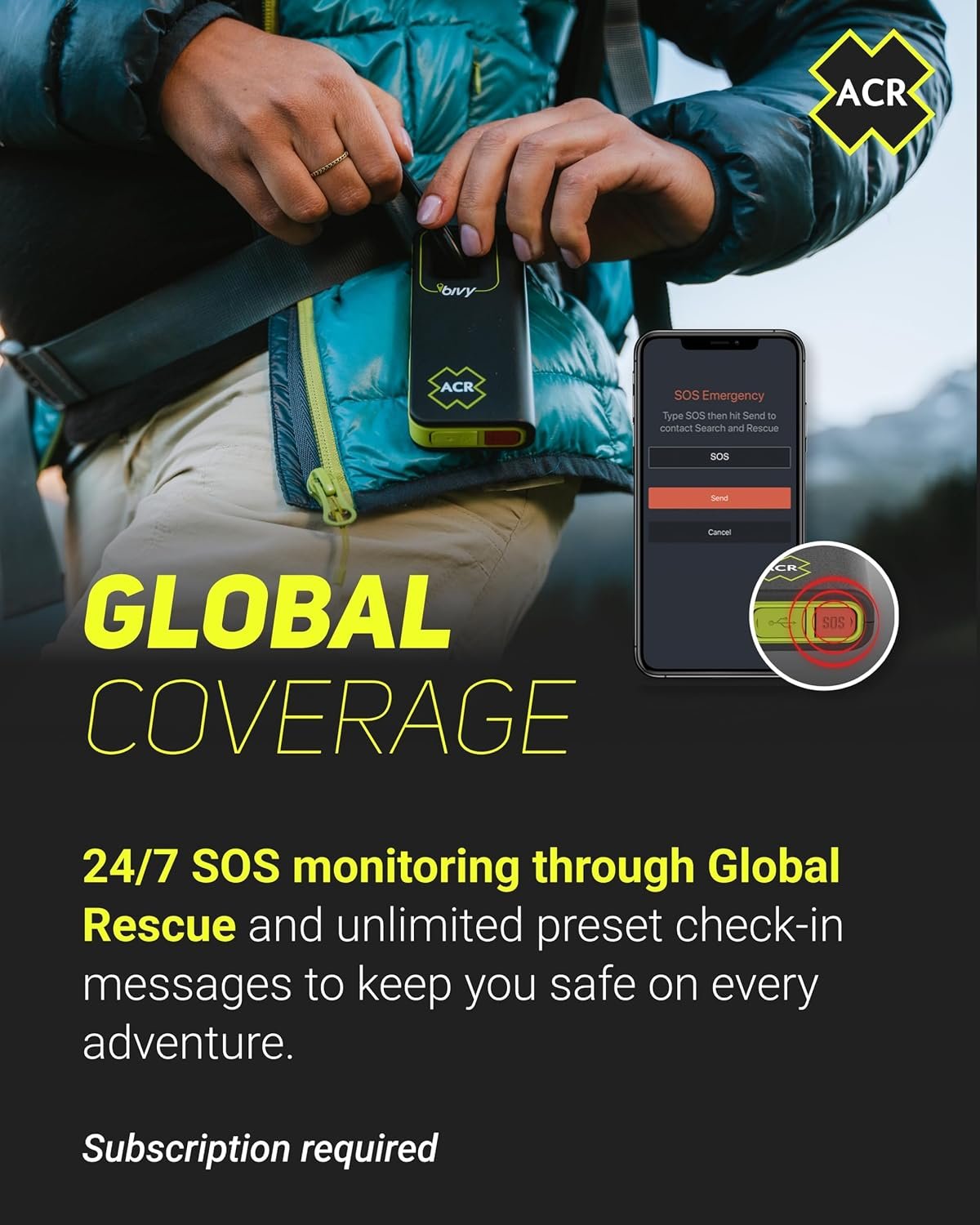 ACR Bivy Stick Satellite Communicator - Two-Way Global SMS, GPS Tracker, Off-Grid Communication, SOS Emergency Beacon, Satellite Messenger & Location Sharing - iOS/Android App - Image 3