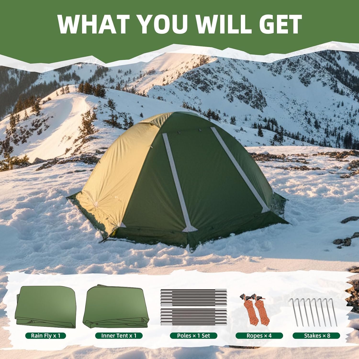 Clostnature 4 Season Backpacking Tent - 1/2 Person Cold Weather Winter Tent - Image 8