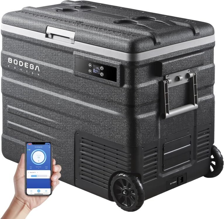 BODEGACOOLER 12 Volt Car Refrigerator,68Quart(65L) Camping Fridge,RV Portable Freezer Single Zone,with APP Control,-4℉-68℉ Car Cooler,12/24V DC and 100-240V AC,for Travel,Truck,Outdoor,Vehicles