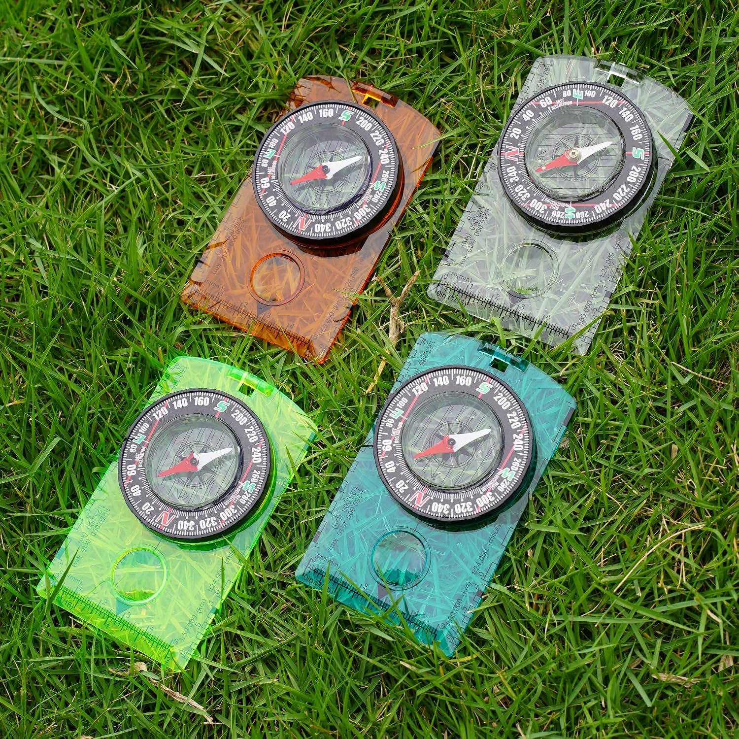 4 Pcs Outdoor Compass with Adjustable Declination,Magnifier,Ruler,Scale. Multifunctional Orienteering Waterproof Compass for Map Reading, Navigation, Hiking - Image 6