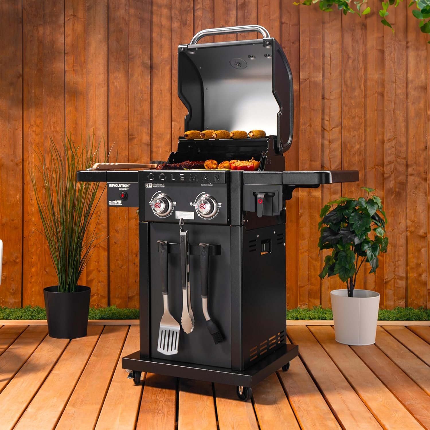Coleman Revolution 2-Burner Gas Grill, Convertible Propane to Natural Gas, 30,000 BTU, 440 sq in Cooking Area, Outdoor BBQ Grill - Image 2