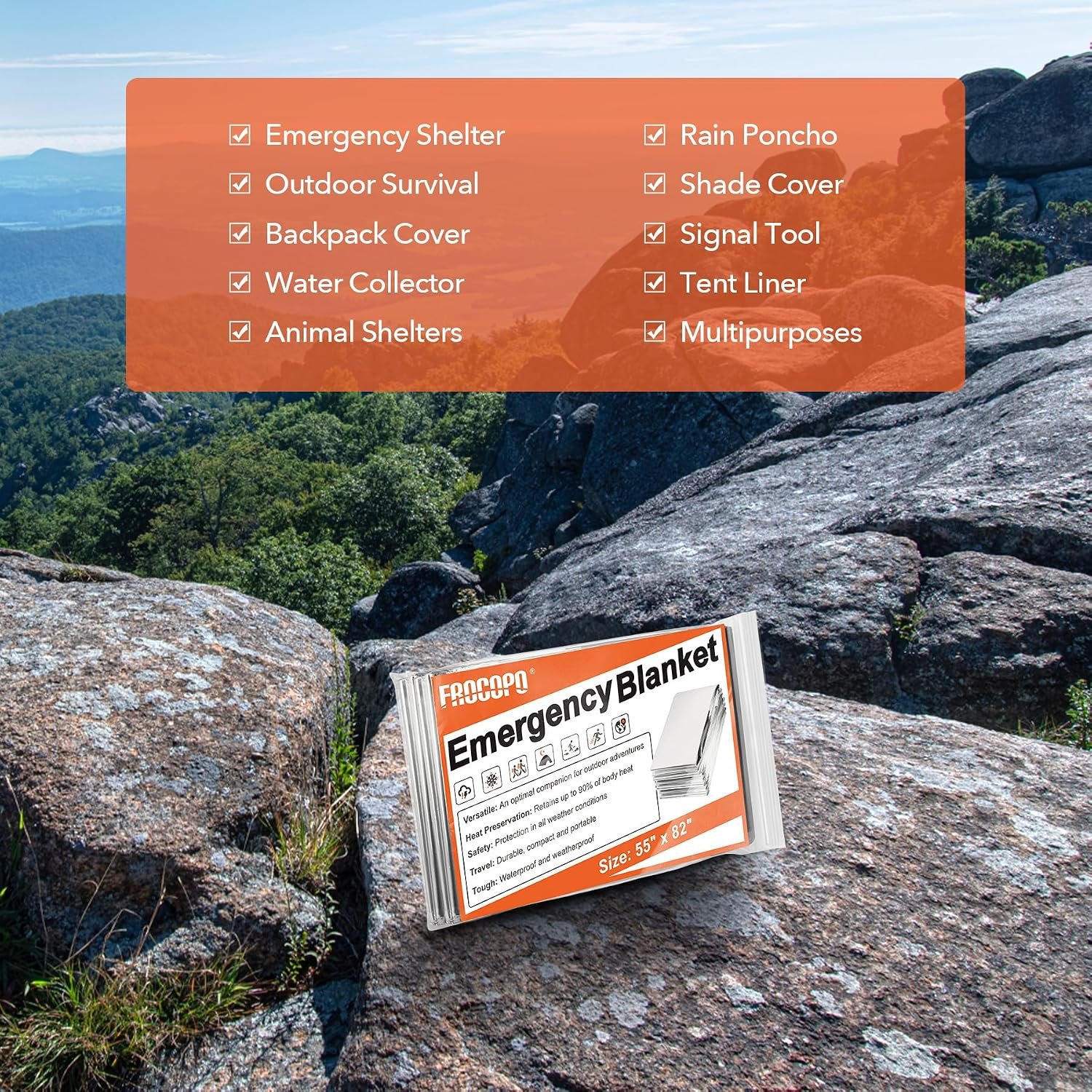 Frocopo 6 Pack Emergency Mylar Blanket, Emergency Blanket Space Blanket Survival Rescue Insulating Reflective foil kit Outdoors Hiking Camping Blanket Perfect for Outdoors, Hiking, Camping Survival - Image 3