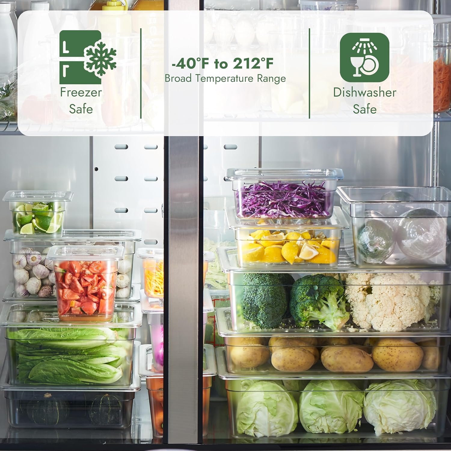 CURTA 6-Pack 1/6 Size 6" Deep NSF Polycarbonate Food Pans | Dishwasher & Freezer Safe Clear Container for Prep Tables, Buffet, Salad Bar, Commercial & Home Kitchen - Image 5