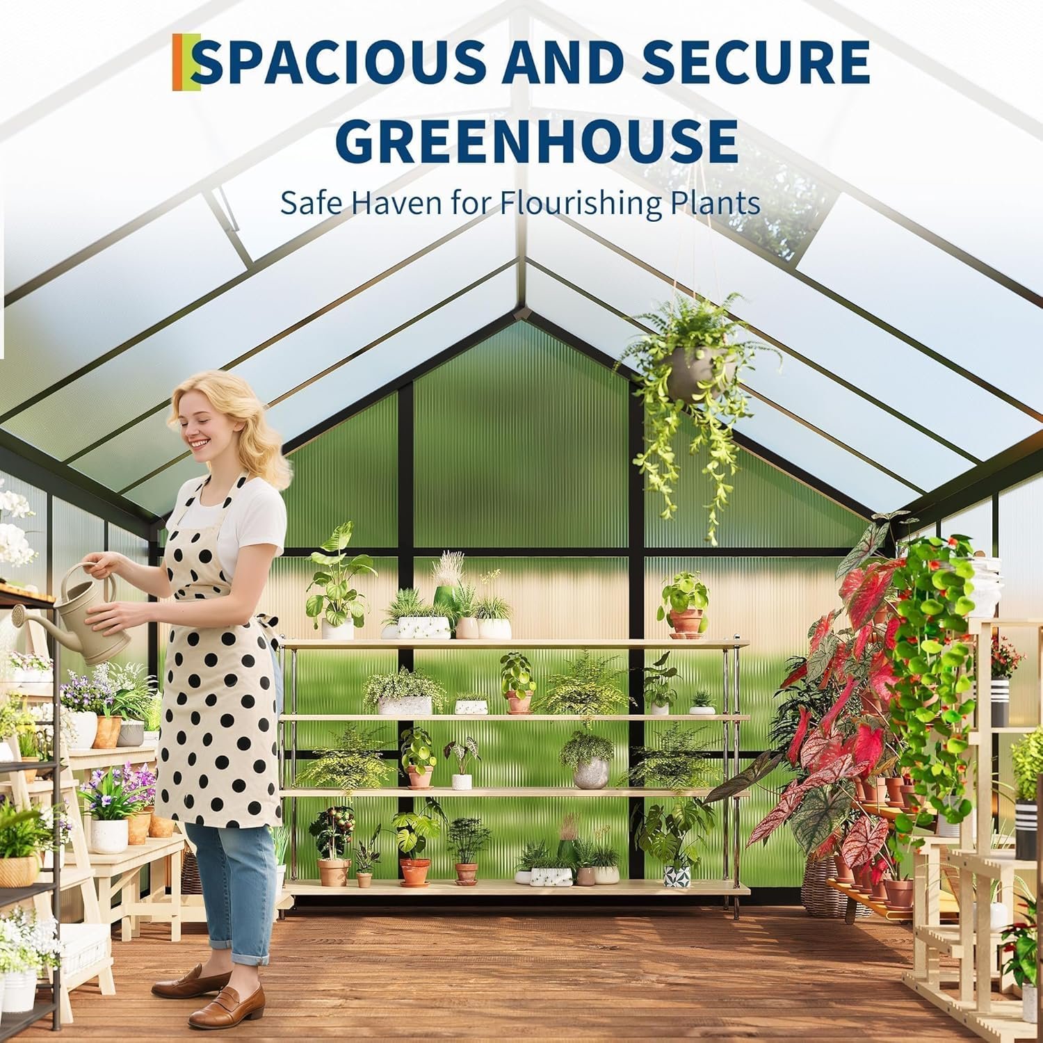6x10 FT Greenhouse, Easy Assembly Aluminum Polycarbonate Greenhouses for Outdoors with Roof Vent, Large Aluminum Walk-in Greenhouse for Sunroom Patio, Backyard, Garden, Sliding Lockable Door, Black - Image 3