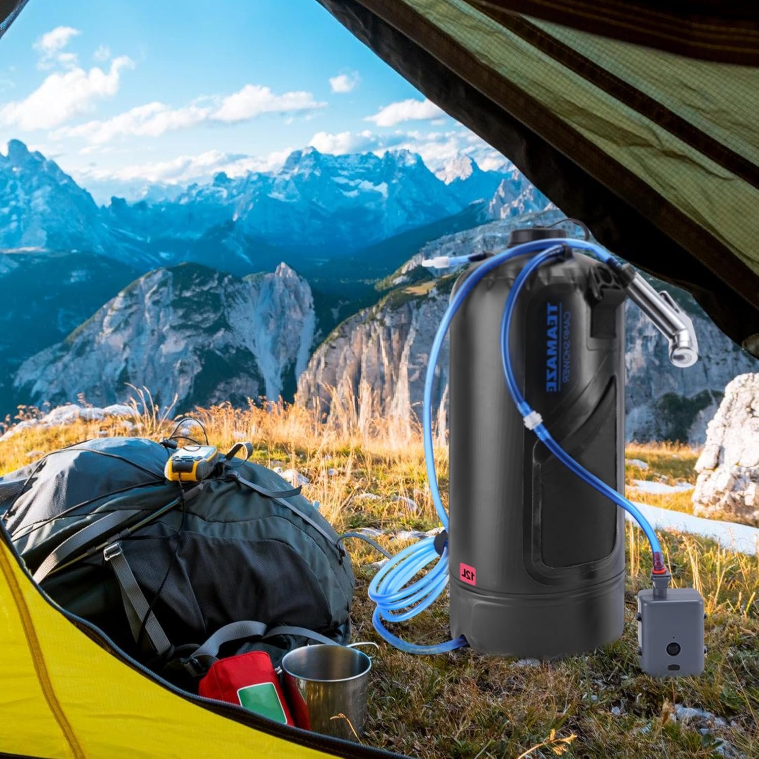 Portable Shower,12L/3.2 Gal Solar Camping Shower Bag with Auto Pressure Pump,Portable Outdoor Shower for Camping,Beach,Hiking,RV,Pet Bath - Image 8