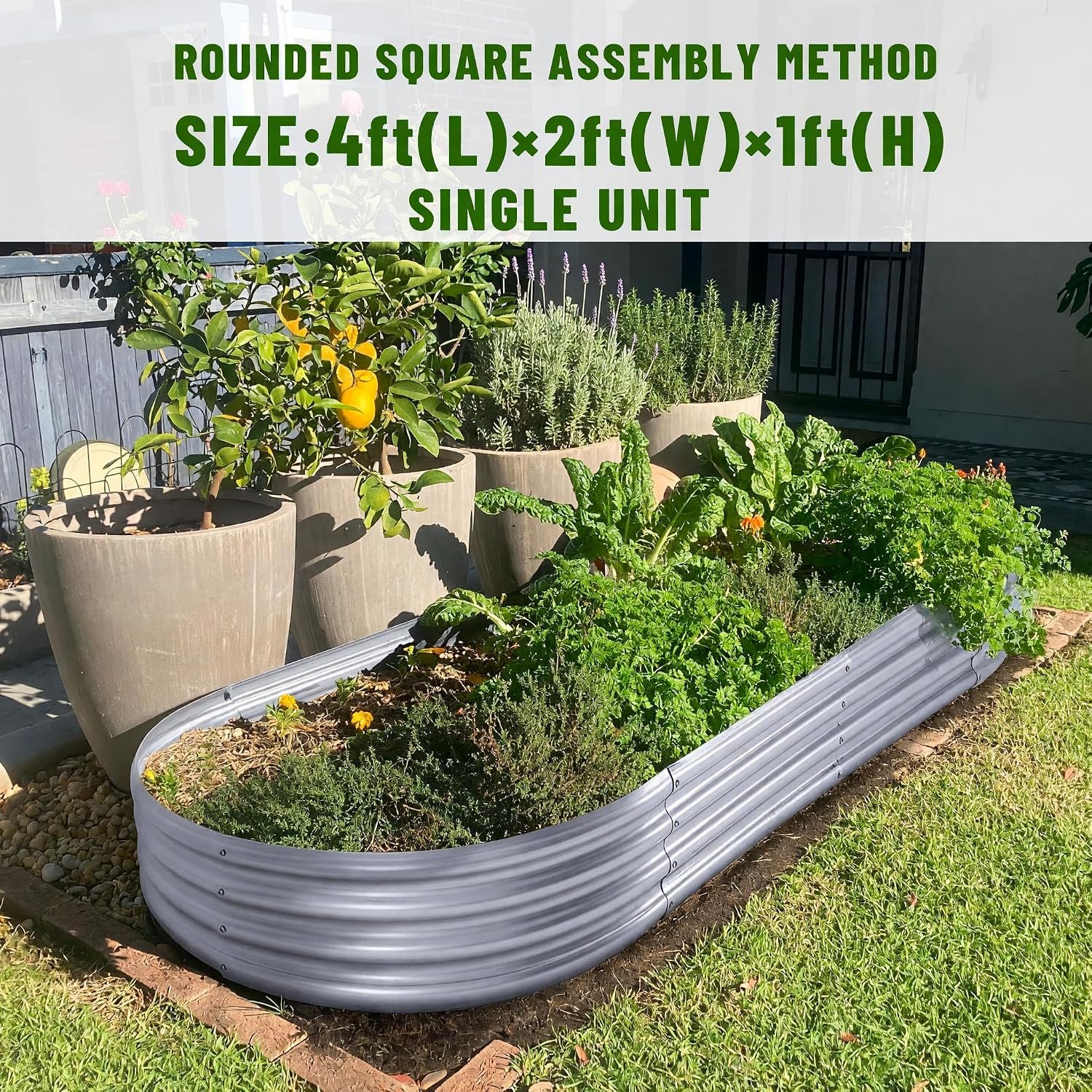 Land Guard Galvanized Raised Garden Bed Kit, Galvanized Planter Garden Boxes Outdoor, Oval Large Metal Raised Garden Beds for Vegetables………… - Image 2