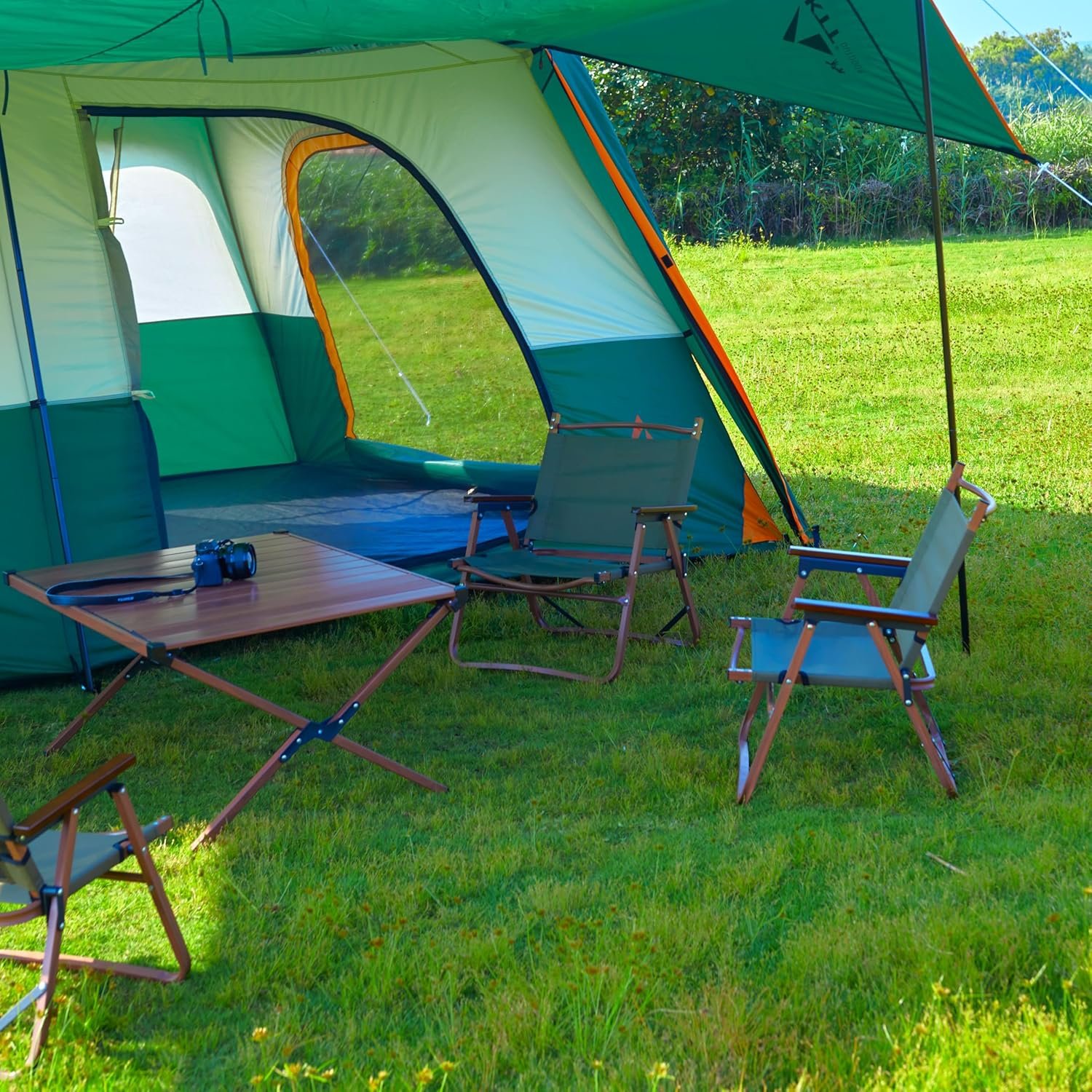 KTT Extra Large Tent 12-14 Person,Family Cabin Tents,2 Rooms,Straight Wall,2 Doors 4 Windows with Mesh,Waterproof,Straight Wall,Big Tent for Outdoor,Picnic,Camping,Gathering(Brown) - Image 10