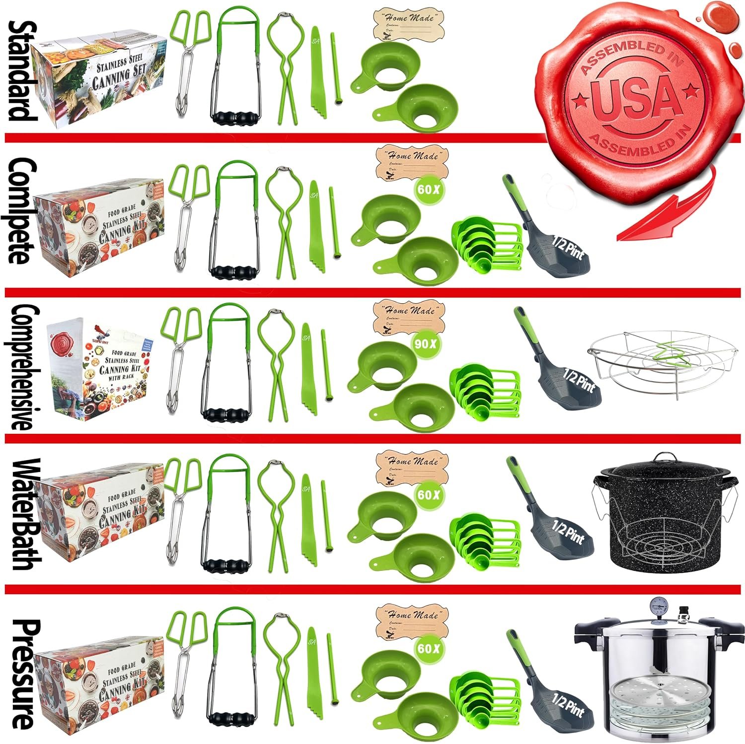 23 Qt Canning Pot with Canning Supplies Starter Kit - Water Bath Pot with Rack and Lid - Jar Lifter, XL Ladle, Jar Tongs, and Bubble Popper - Image 6