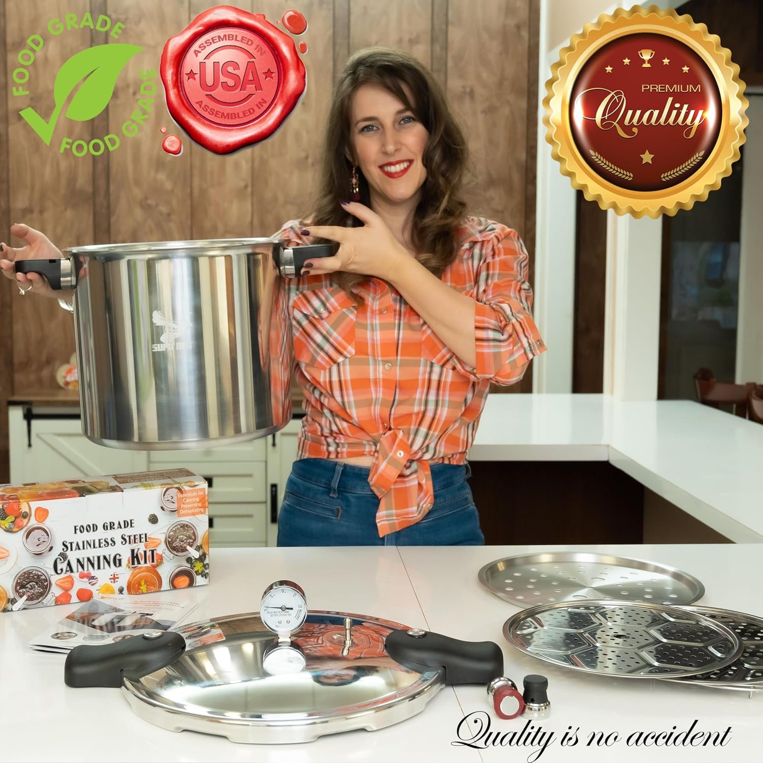 23 Qt Canning Pot with Canning Supplies Starter Kit - Water Bath Pot with Rack and Lid - Jar Lifter, XL Ladle, Jar Tongs, and Bubble Popper - Image 2