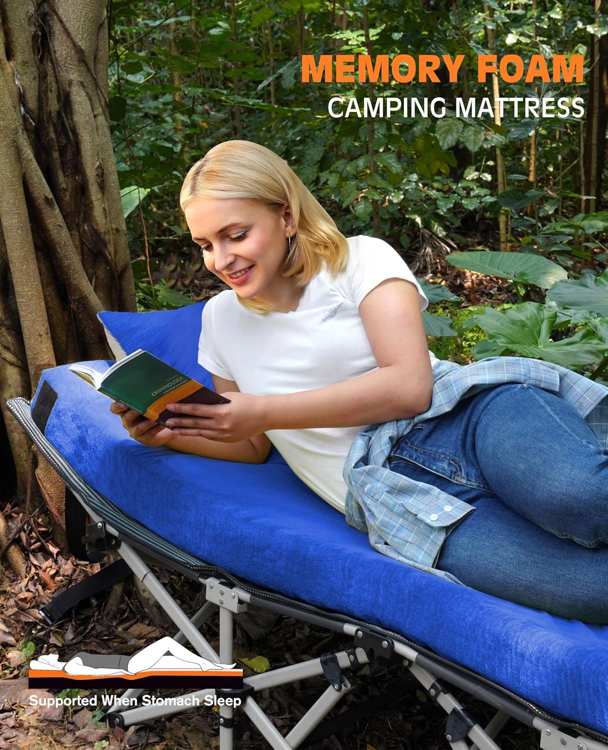 Memory Foam Camping Mattress, Extra Thick 4 Inch Dual Layer Sleeping Pad - Image 6