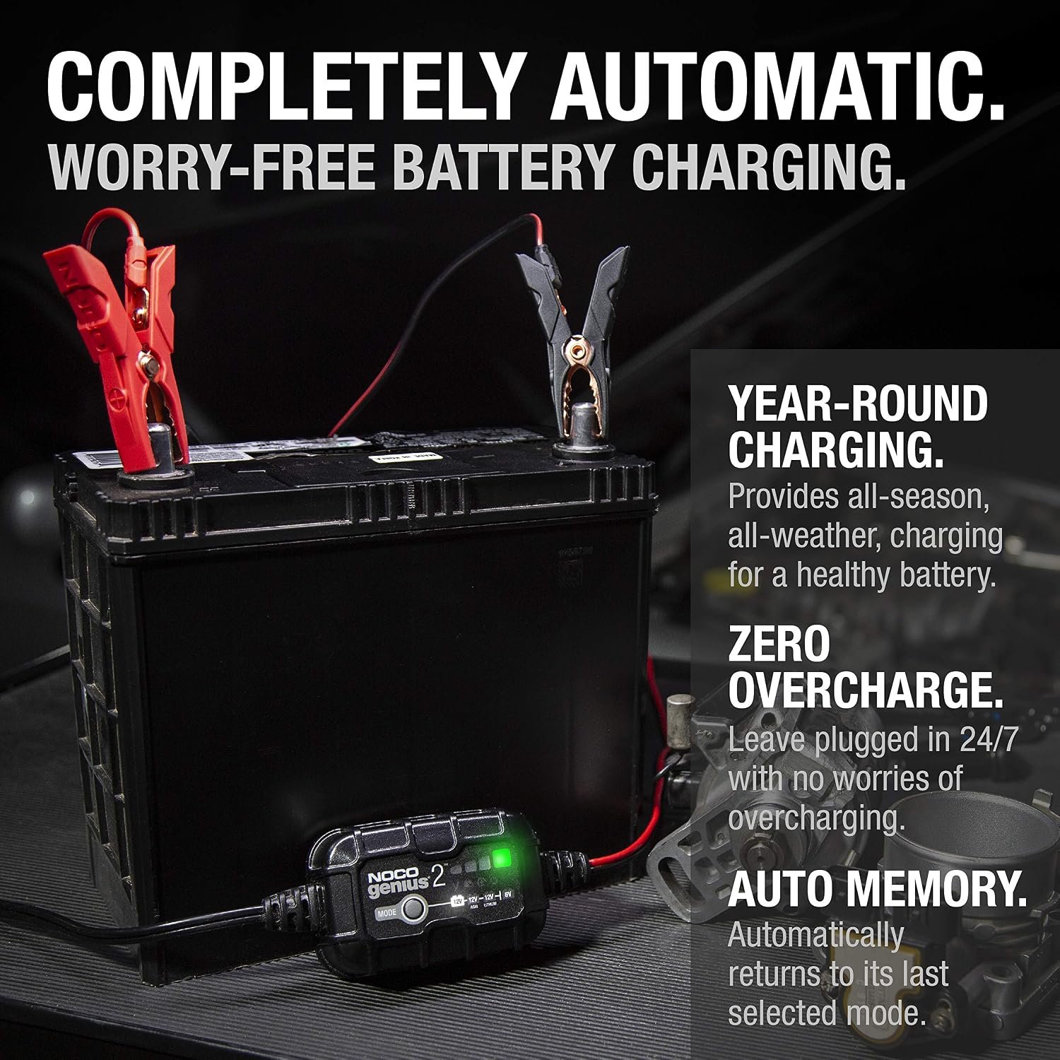 NOCO GENIUS2 2A 6/12V Smart Battery Charger, Trickle Charger & Maintainer - Image 7